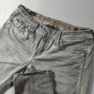 Rock Revival Gray Ankle Cropped Jeans with Embellished Pockets